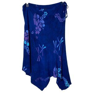 Tropical Tantrum XL Dragonfly Print Asymmetrical Midi Skirt Boho Rayon